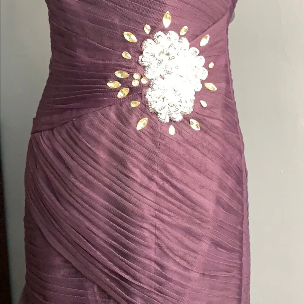 Alfred Angelo Deep Plum Purple Lined Mermaid Gown With Appliqué NEW